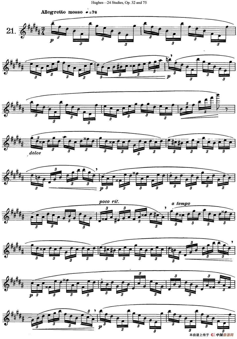胡埃斯24首长笛练习曲Op.32（NO.21）长笛谱