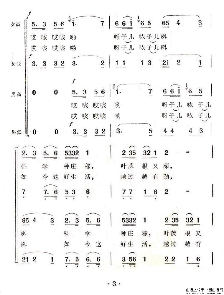 幸福的日子扎下根合唱谱