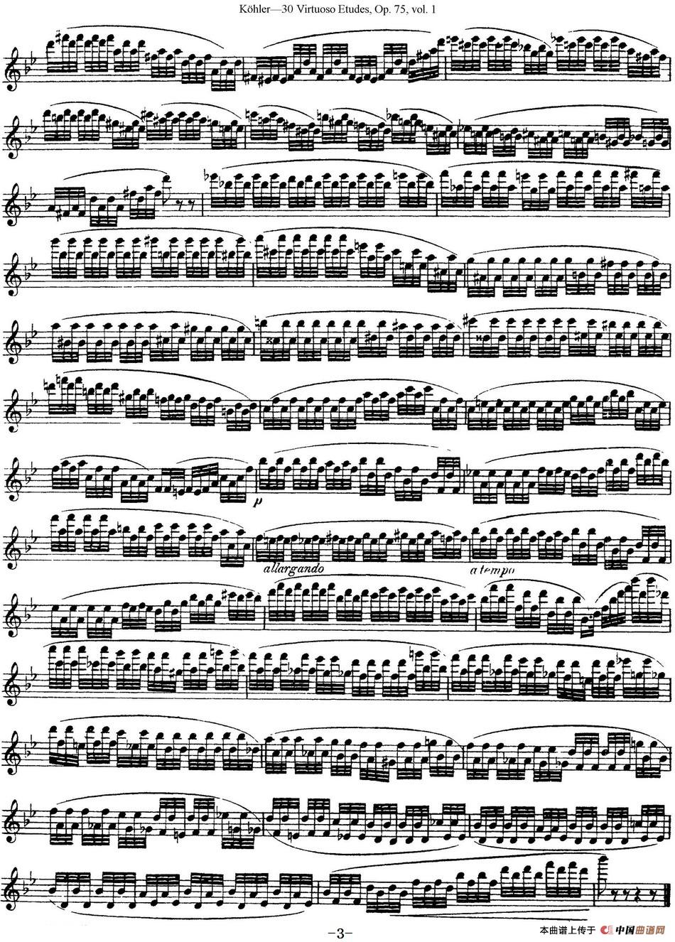 柯勒30首高级长笛练习曲作品75号（NO.9）长笛谱