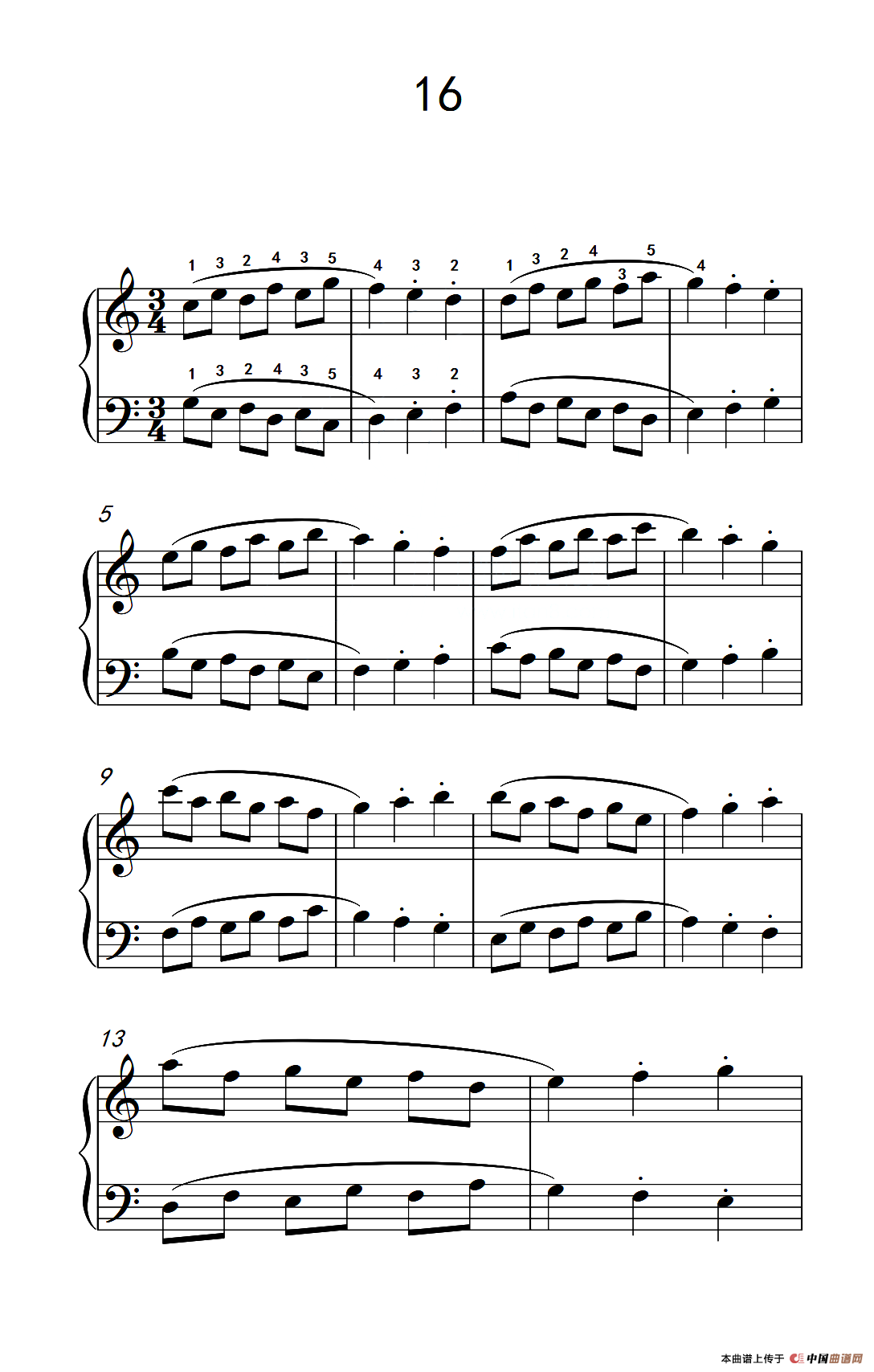 连音及跳音的混合练习16（儿童钢琴手指练习 1）