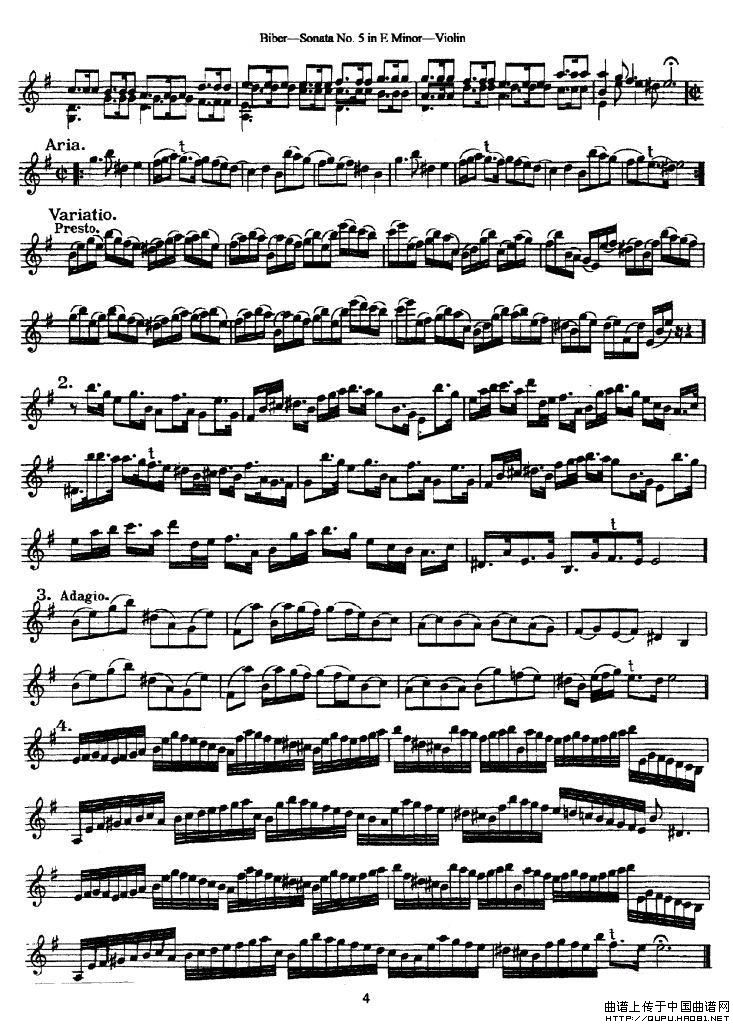 Sonata No.5 in E Minor小提琴谱