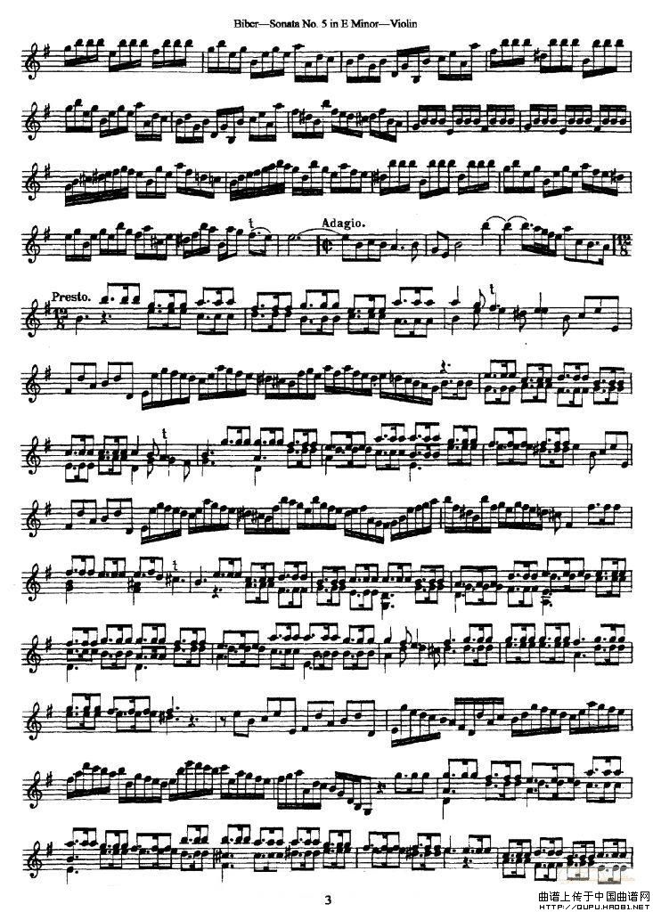 Sonata No.5 in E Minor小提琴谱
