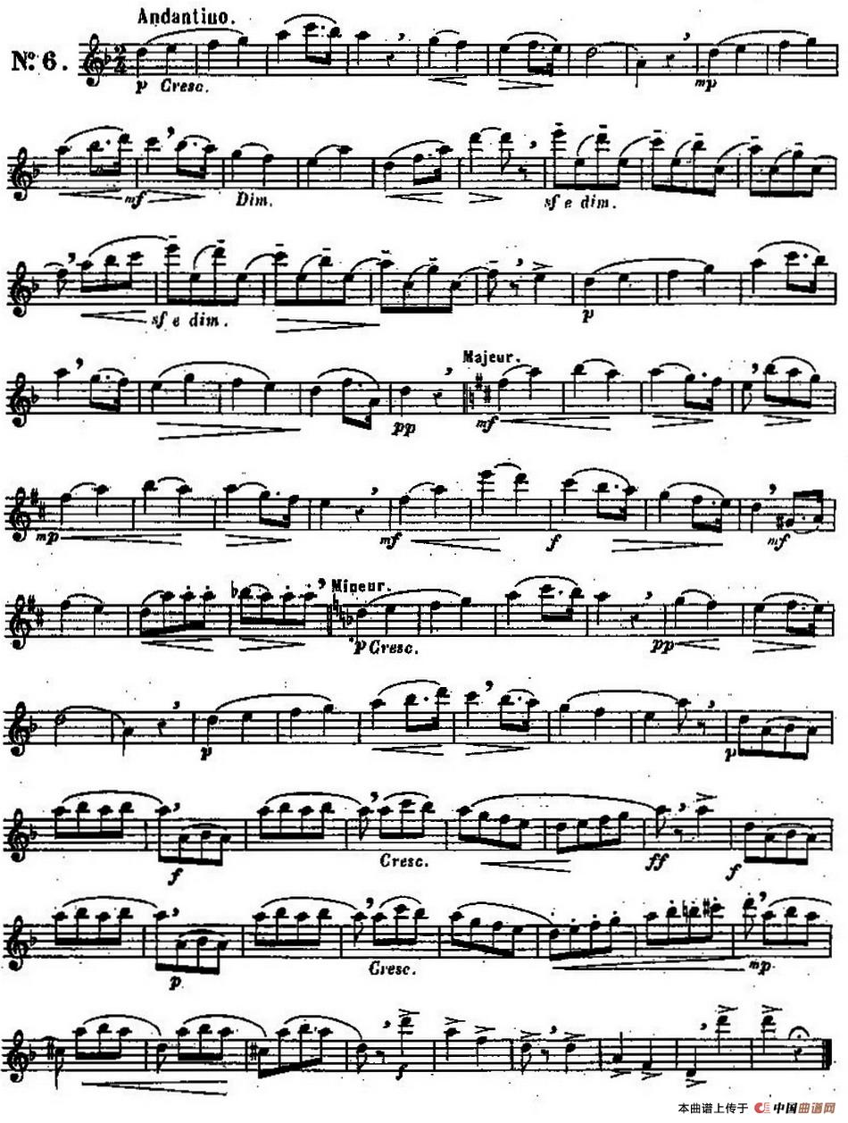 二十首练习曲作品131号（NO.6）长笛谱
