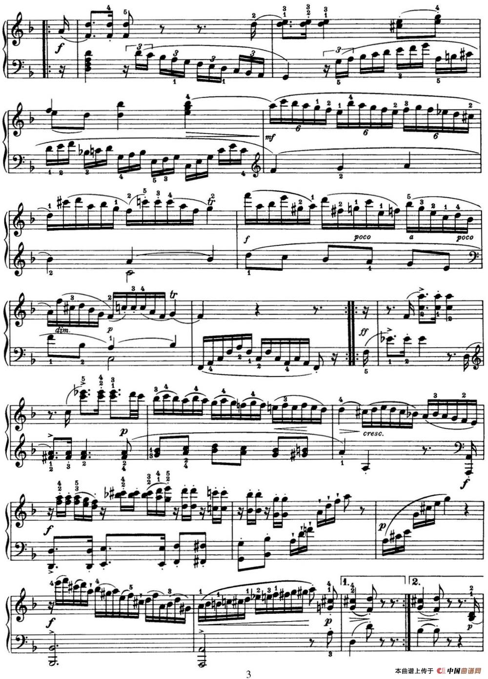 海顿 钢琴奏鸣曲 Hob XVI 42 in D major