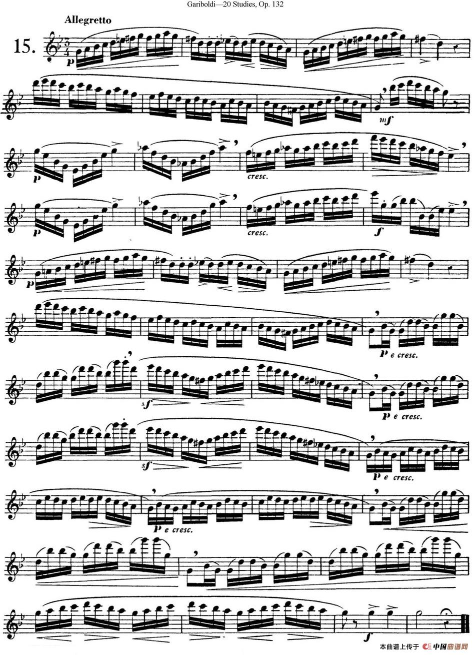 二十首练习曲作品132号之15长笛谱