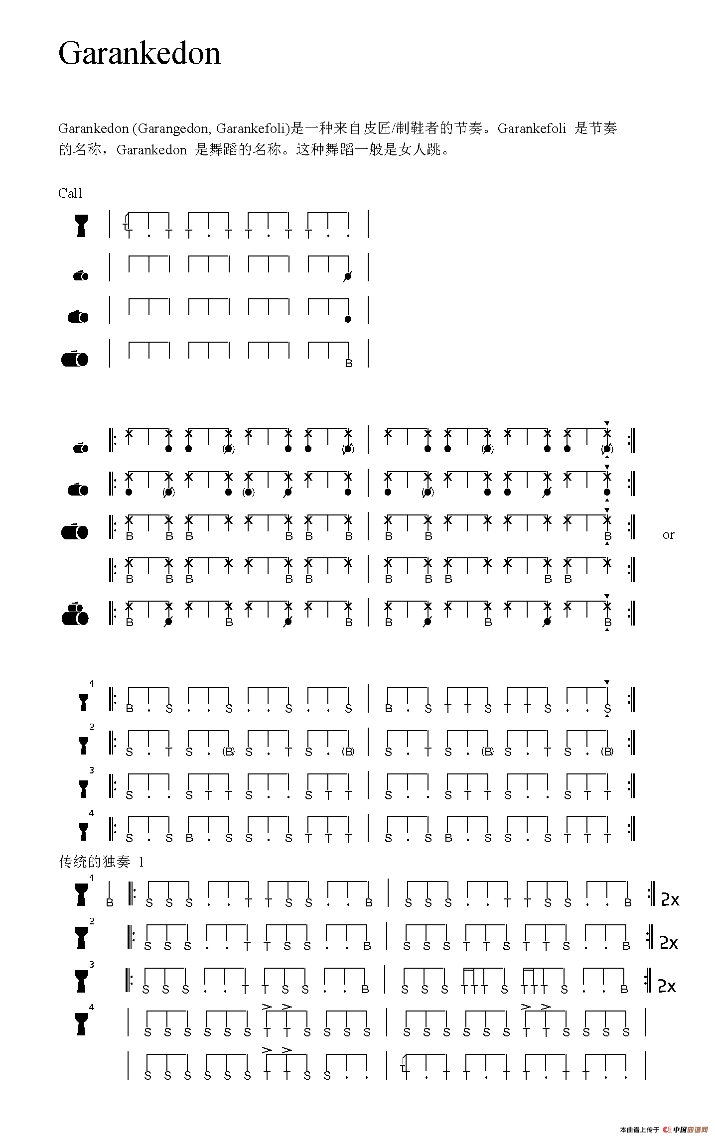 Garankedon（非洲手鼓谱）