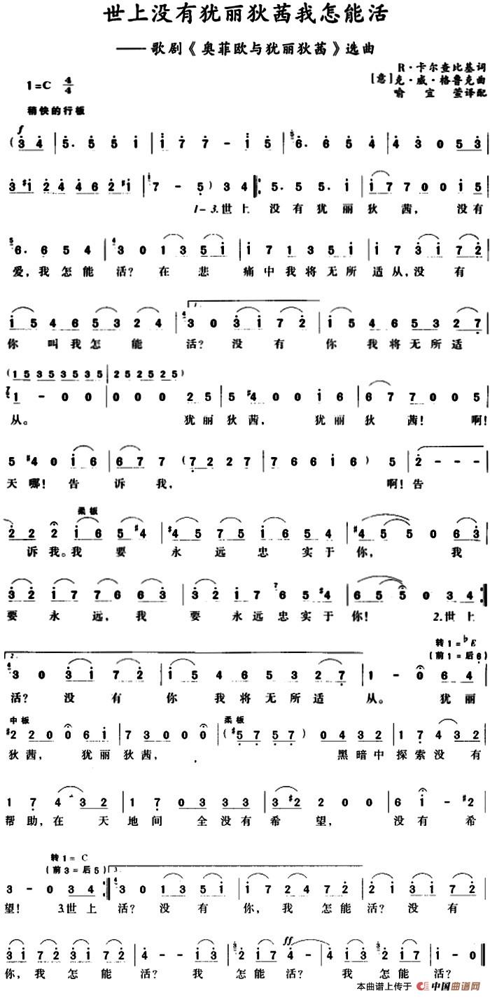 世上没有犹丽狄茜我怎能活