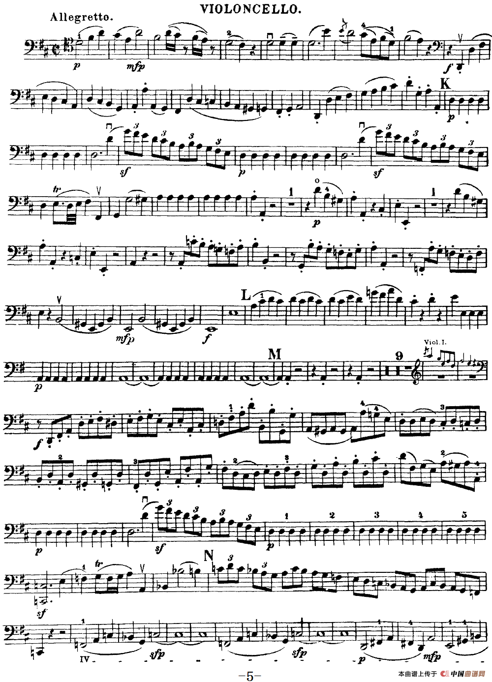 Mozart《Quartet No.21 in D Major,K.575》（Cello分谱）