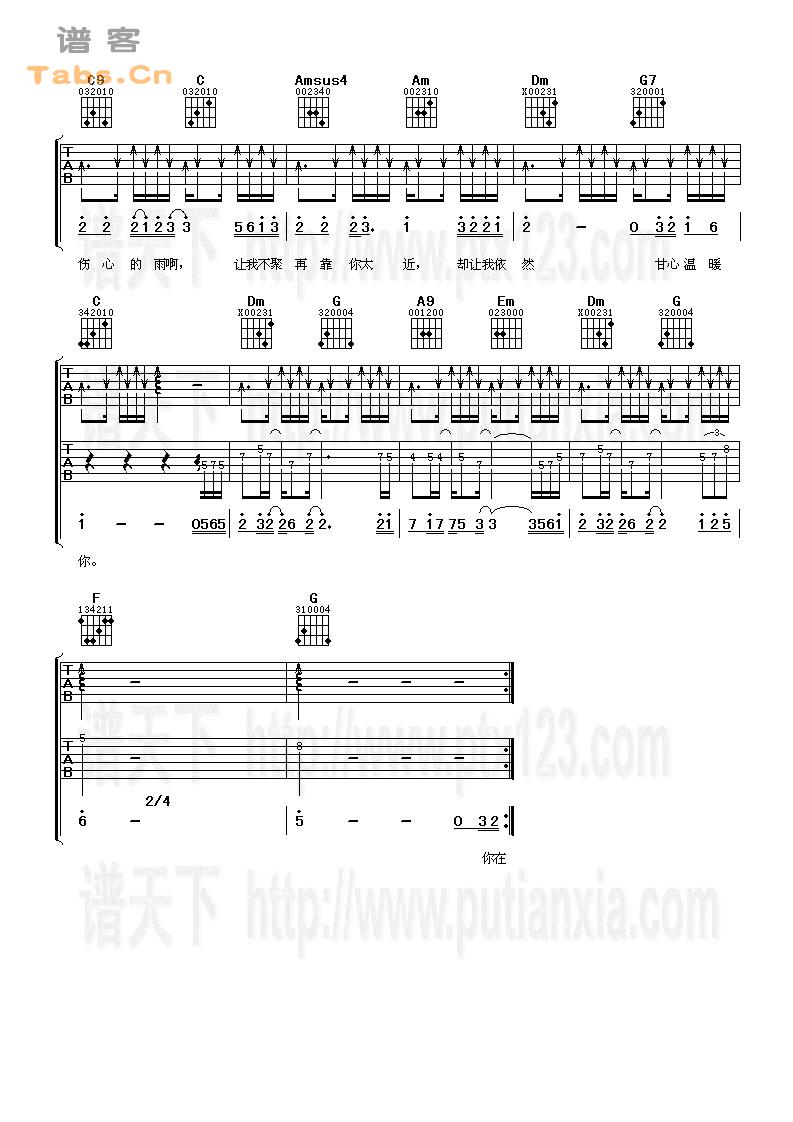 伤心雨 完美版吉他谱