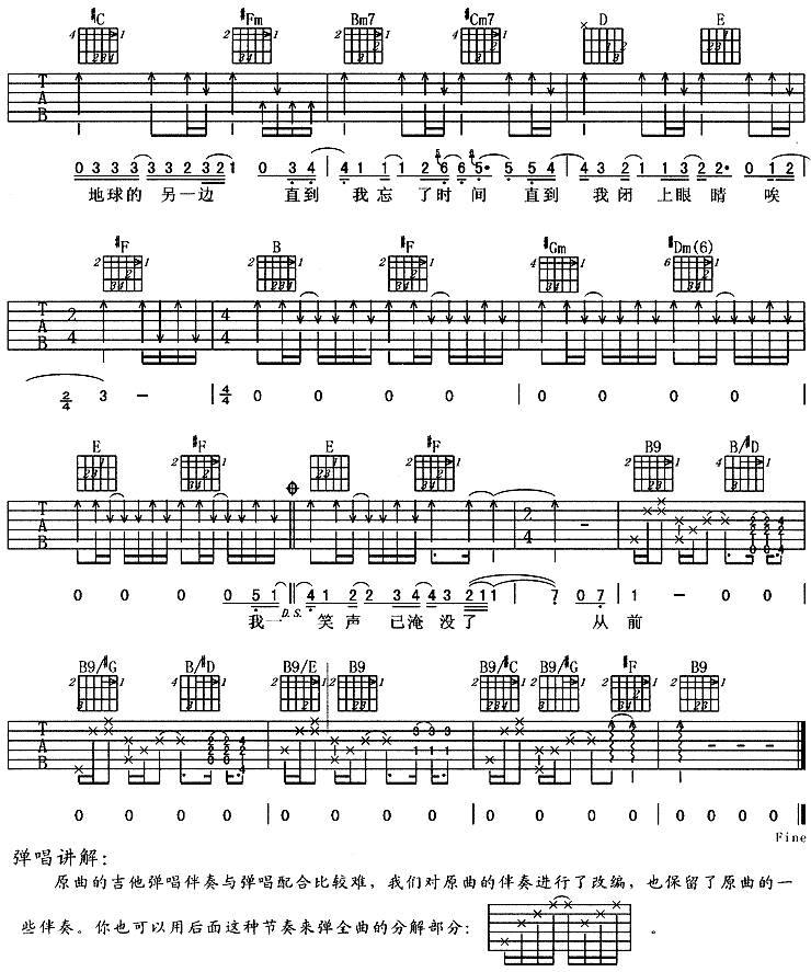 一个人住吉他谱( 六线谱)-吉他谱
