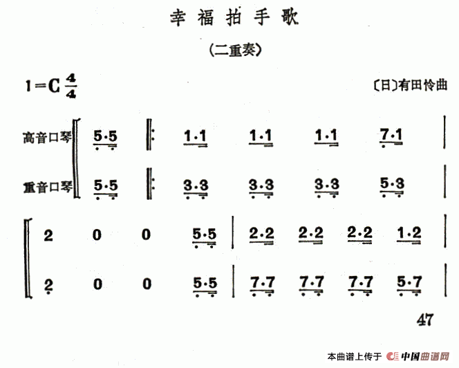 幸福拍手歌（二重奏）