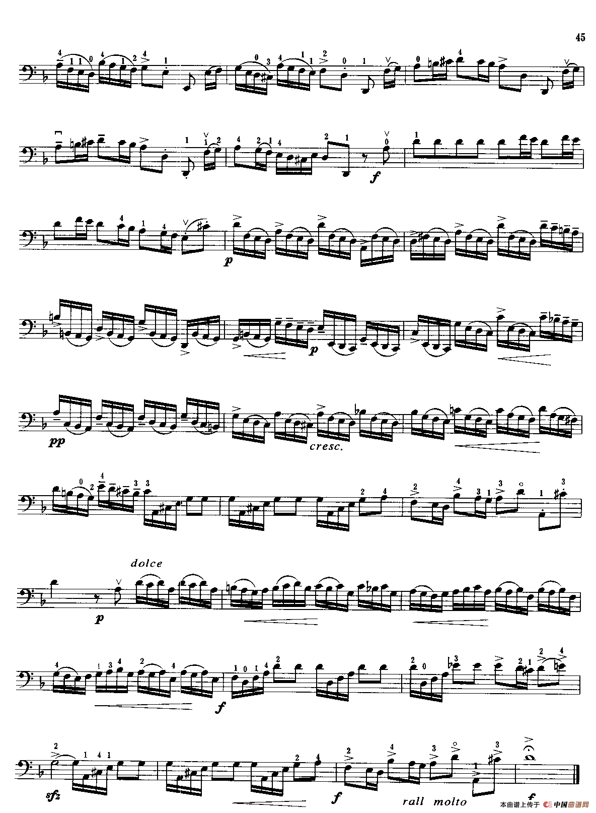 d小调协奏曲（大提琴）小提琴谱