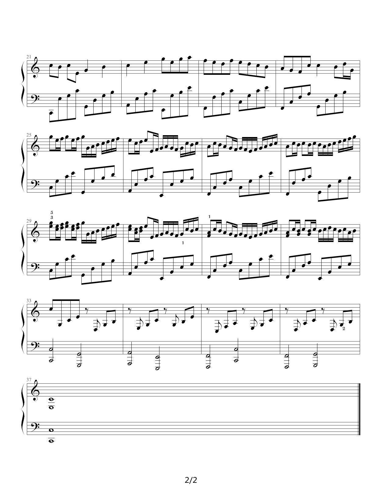 卡农钢琴简易版 C调钢琴谱