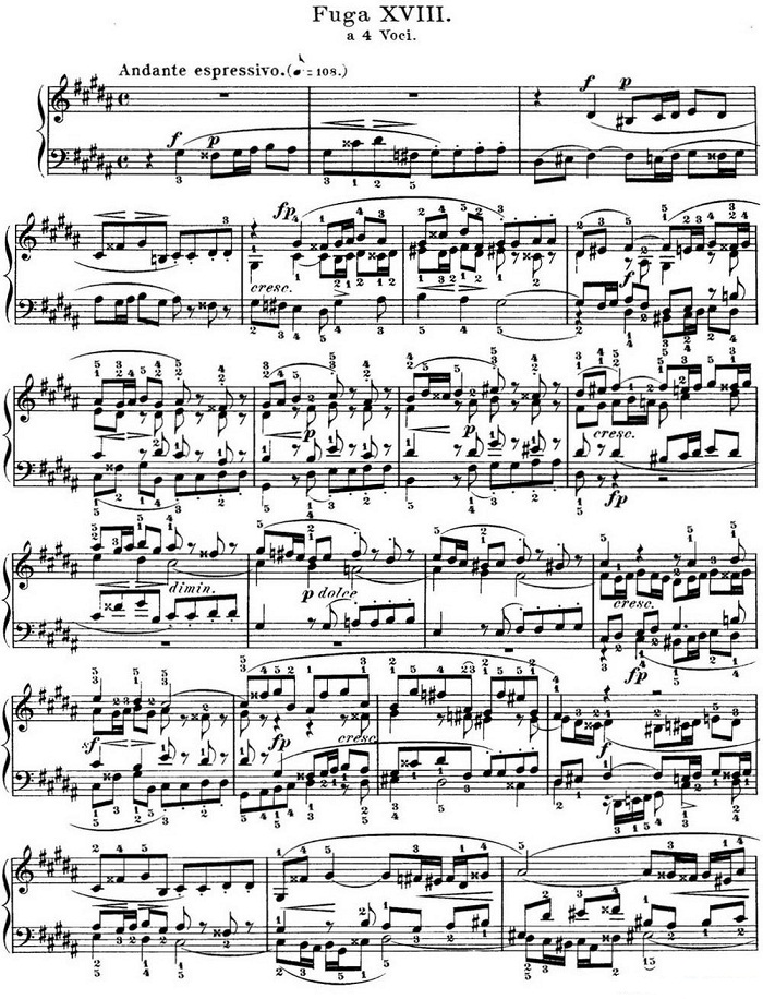 巴赫《平均律钢琴曲集·第一卷》之赋格曲（NO.18）