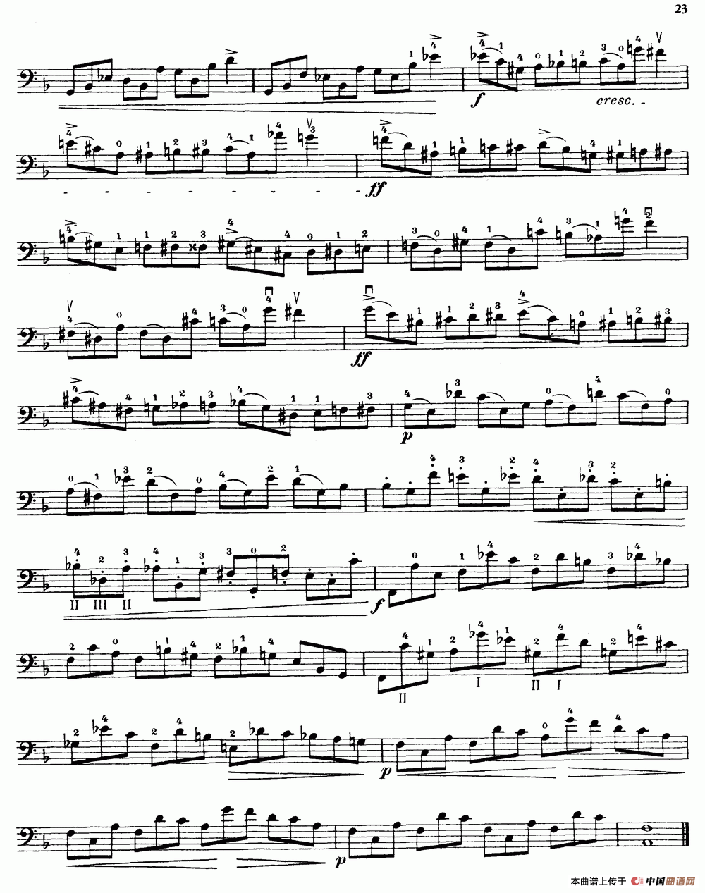 大提琴高级练习曲40首 No.11小提琴谱