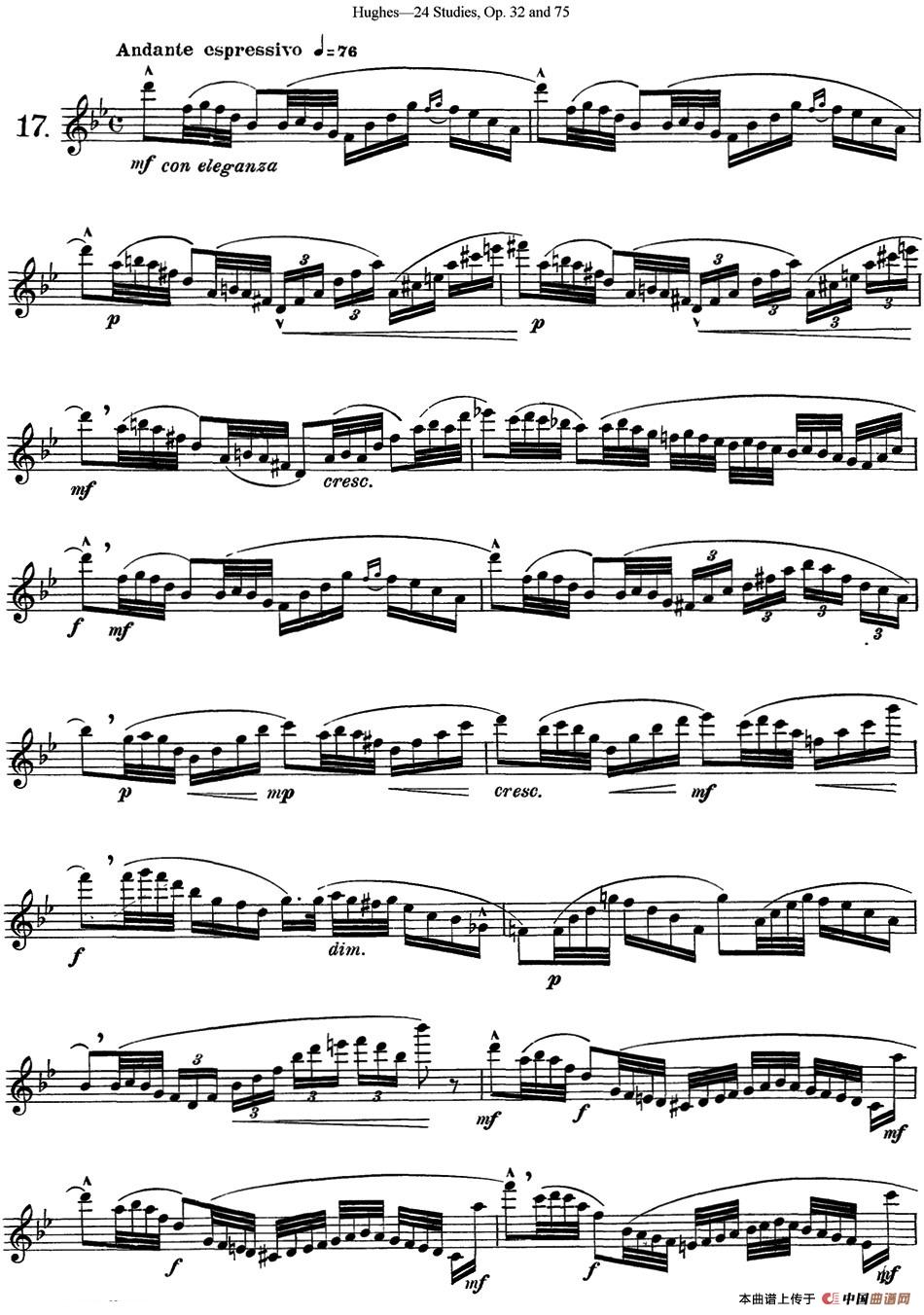 胡埃斯24首长笛练习曲Op.32（NO.17）长笛谱