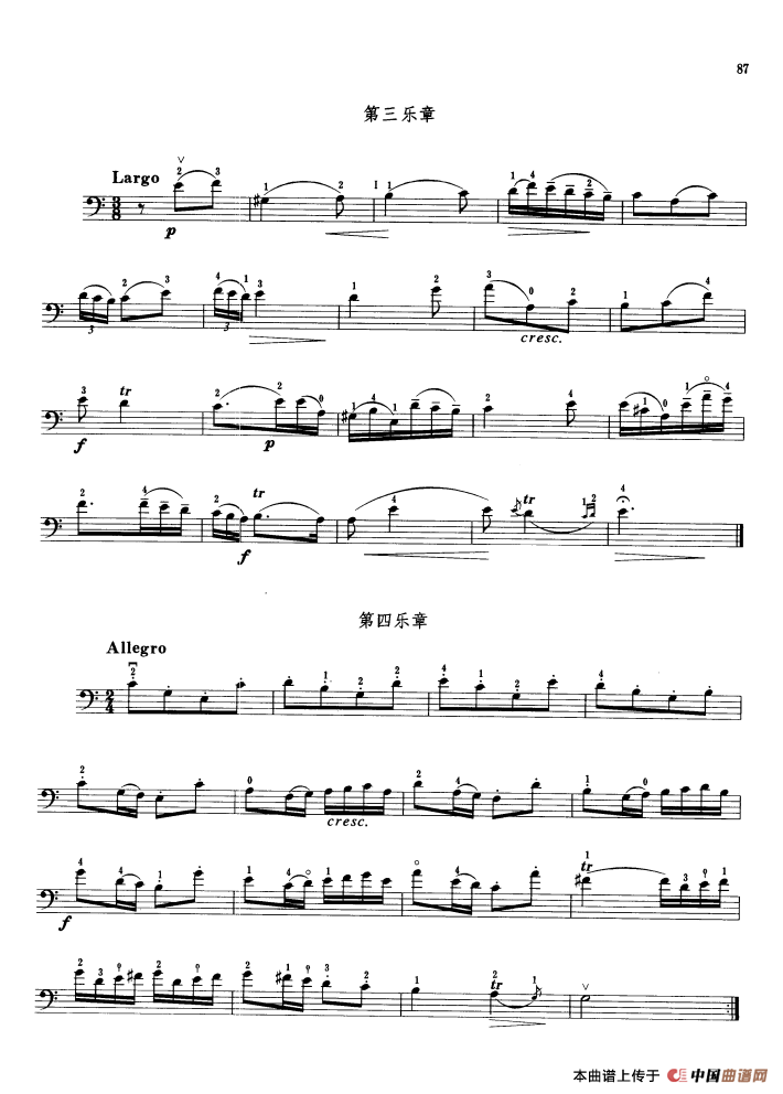 马尔切洛C大调奏鸣曲 （大提琴）小提琴谱