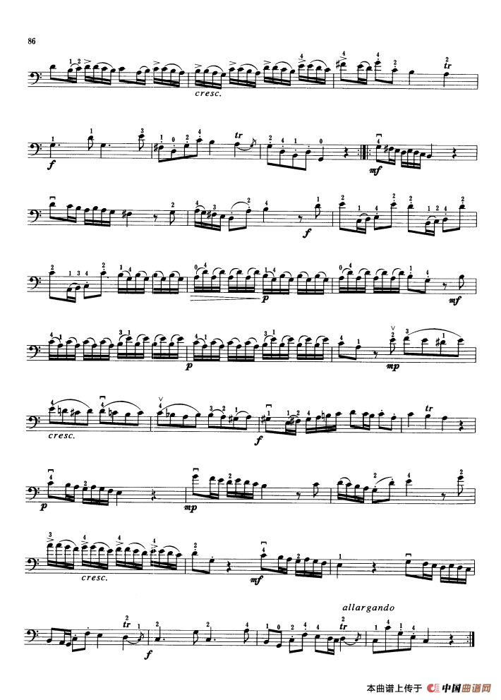 马尔切洛C大调奏鸣曲 （大提琴）小提琴谱