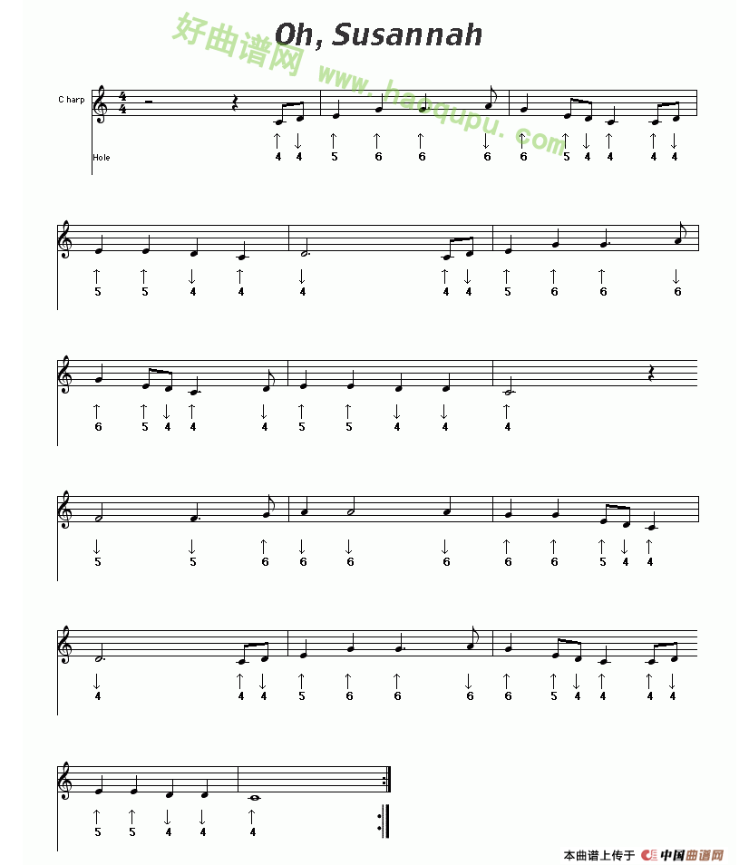 《Oh, Susannah》（布鲁斯）口琴简谱