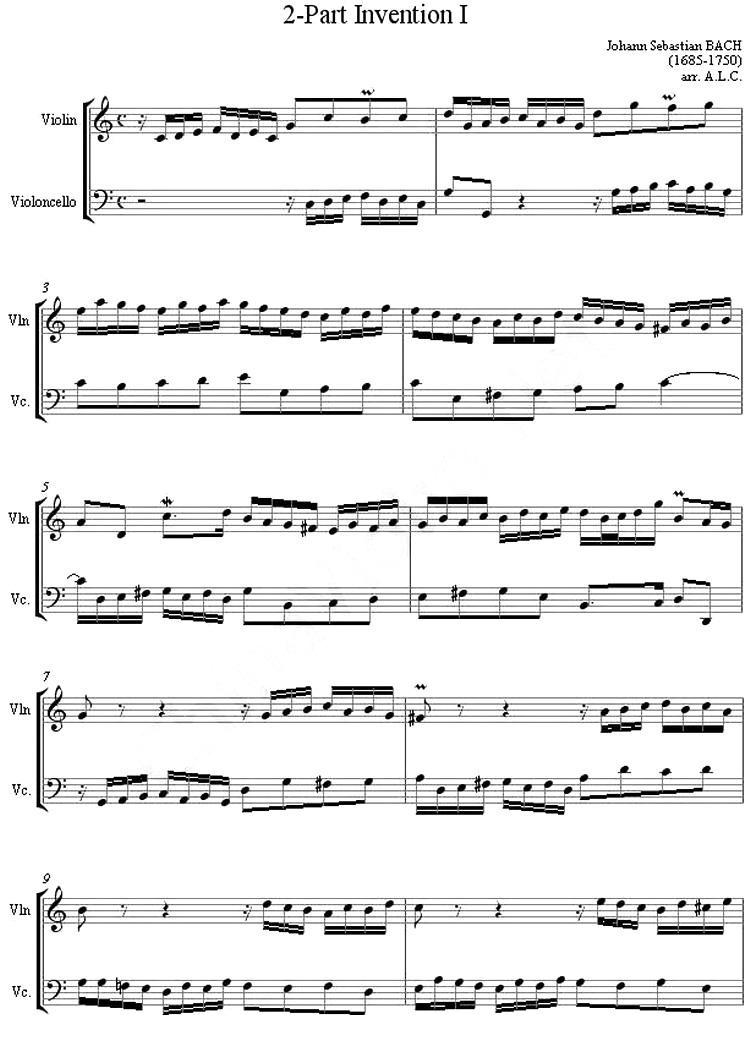 2-Part Invention I（二部创意曲 No.1）（小提琴、大提琴二重奏）