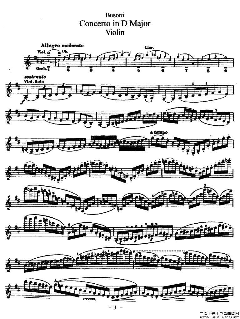 Concerto in D Major小提琴谱