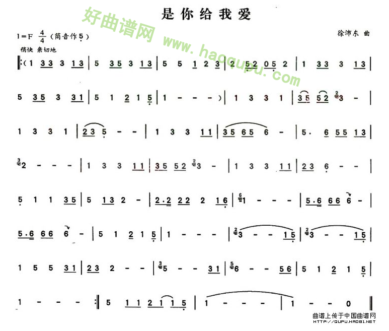《是你给我爱》 葫芦丝曲谱