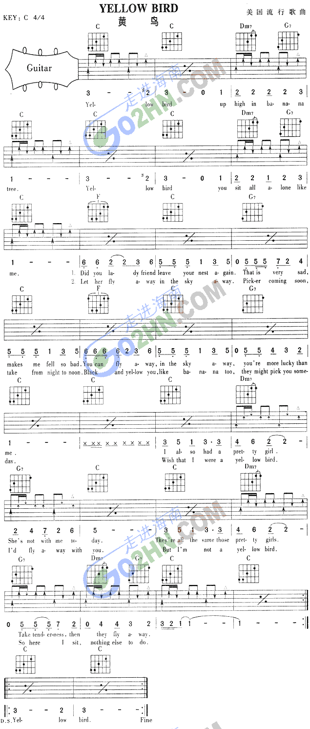 YELLOW BIRD吉他谱