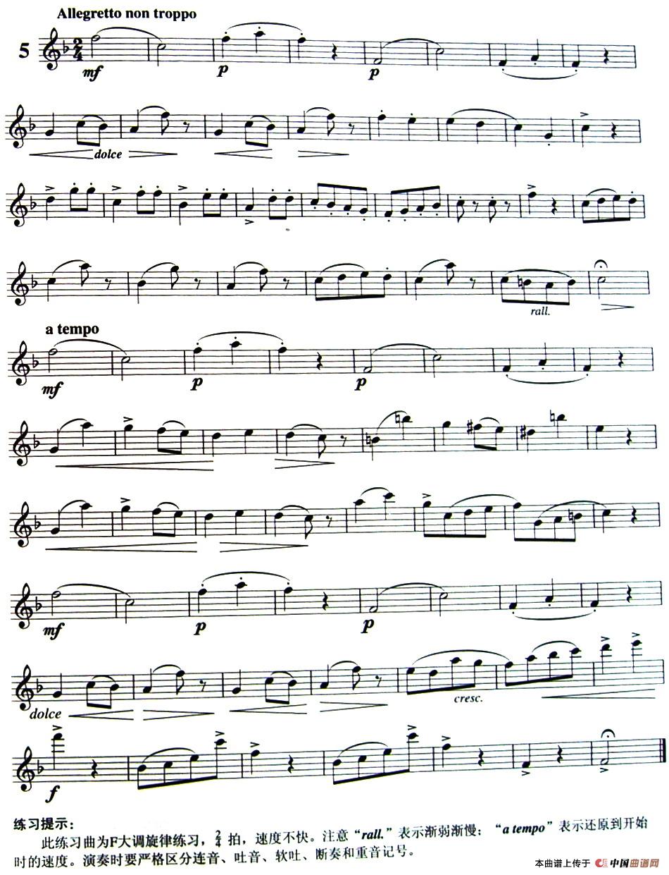 三十首小练习曲作品120号（NO.5）长笛谱