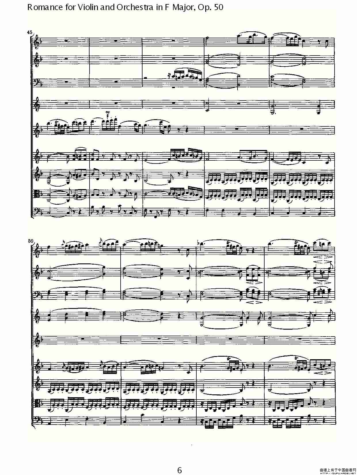 小提琴与管弦乐奏F大调浪漫曲 Op.50小提琴谱