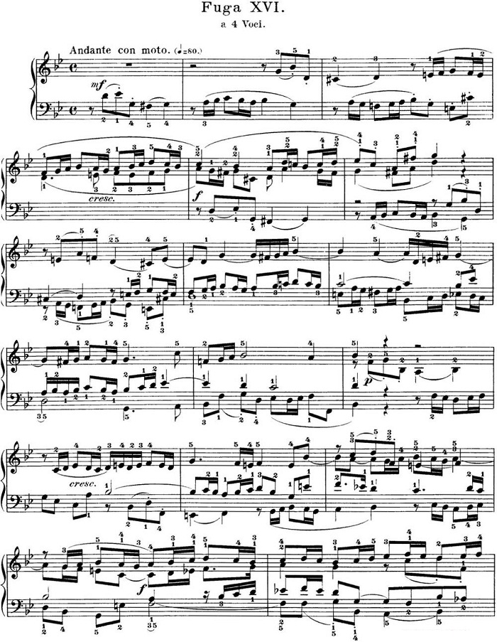 巴赫《平均律钢琴曲集·第一卷》之赋格曲（NO.16）