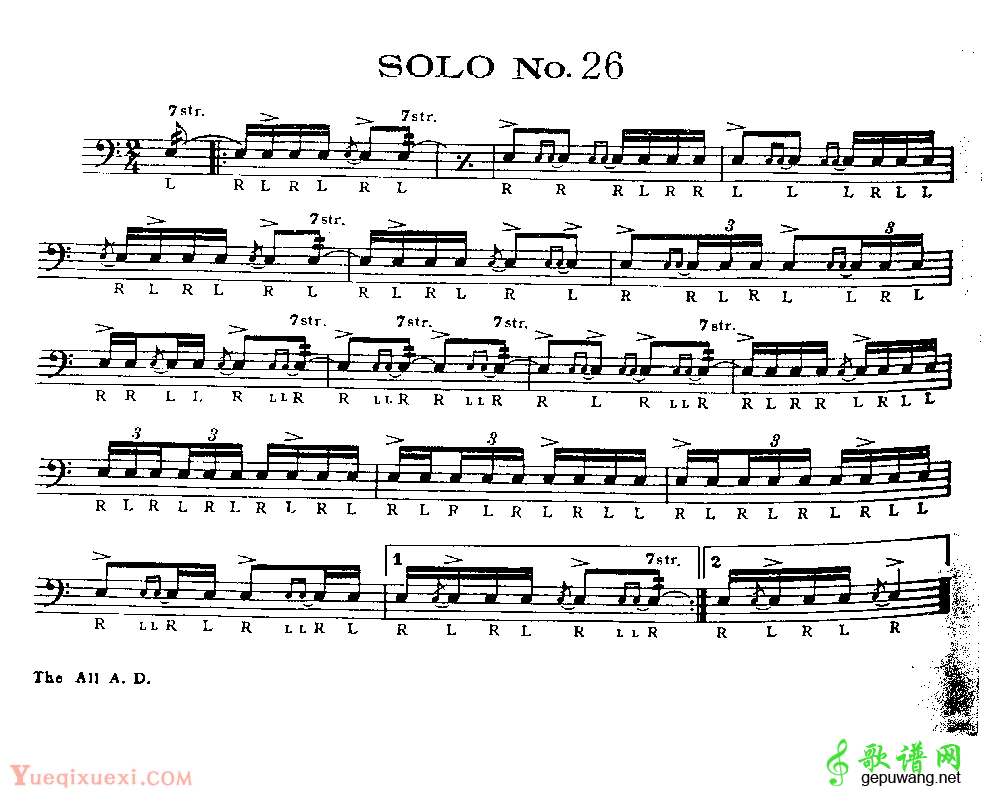 美国军鼓150条精华SOLO系列之《SOLO No.26》