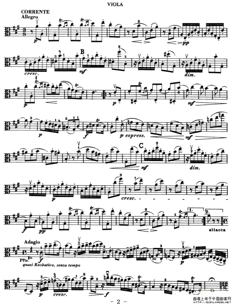 SONATA in A Major小提琴谱