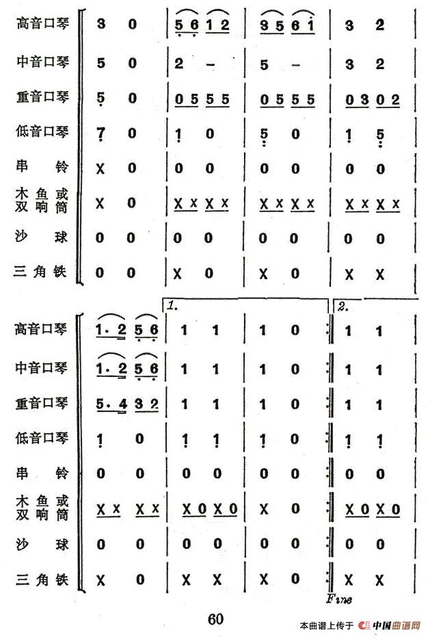 我心爱的小马车（合奏）口琴谱