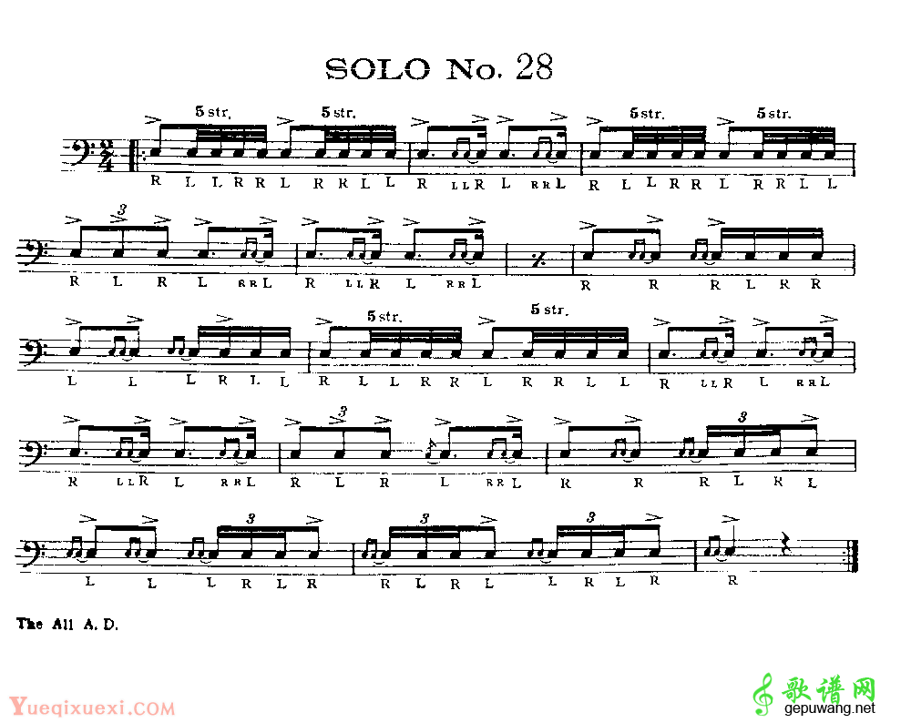 美国军鼓150条精华SOLO系列之《SOLO No.28》