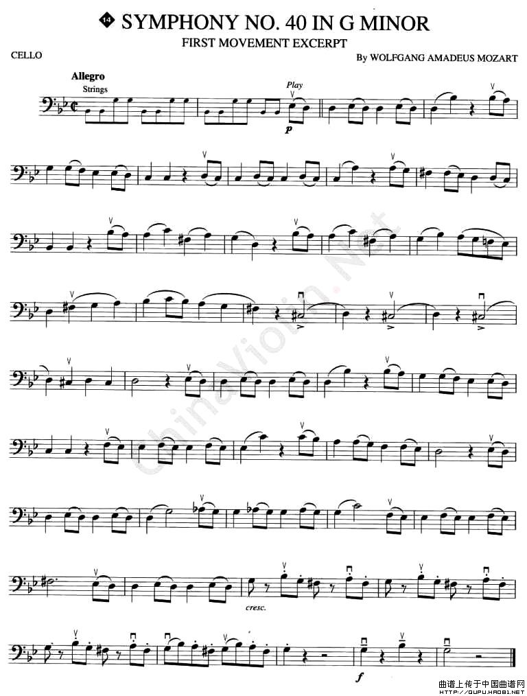 SYMPHONY No.40 IN GMINOR小提琴谱