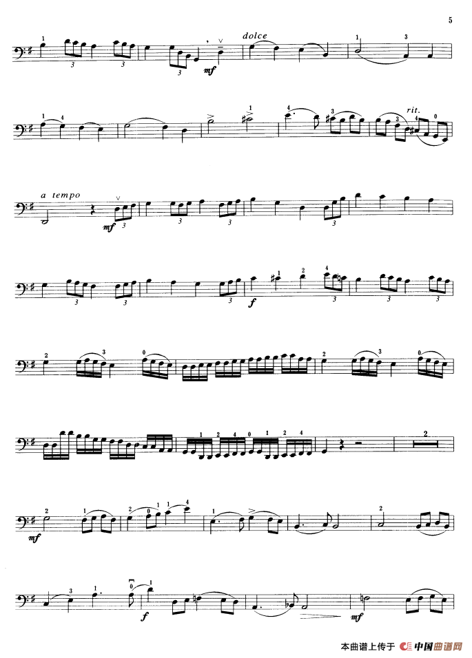 里丁小协奏曲（C大调）（大提琴）小提琴谱