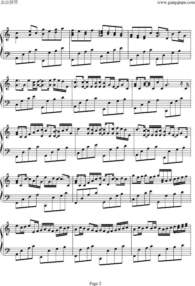 卡农-（情感100%）钢琴谱