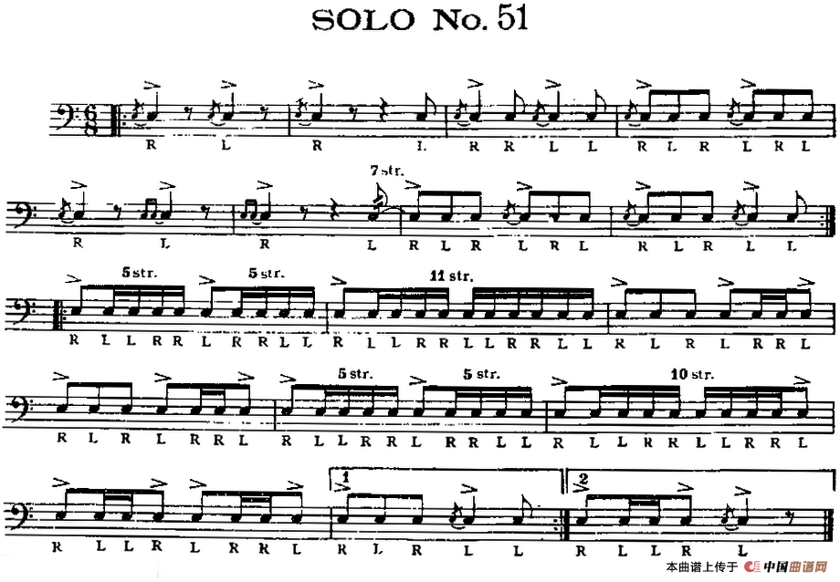 美国军鼓 SOLO No.51-55（爵士鼓谱）