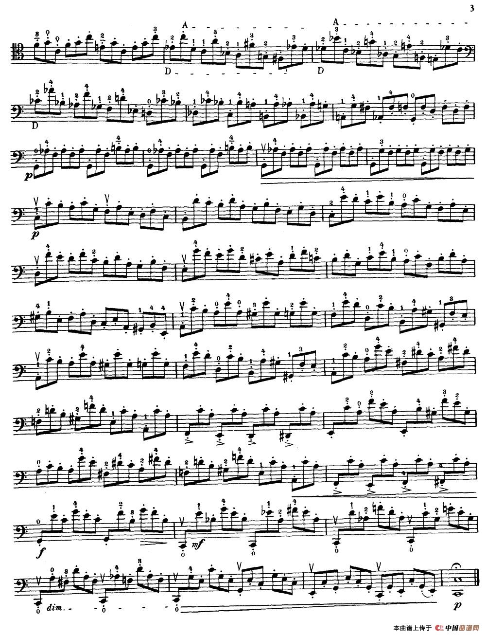 大提琴高级练习曲40首 No.1小提琴谱