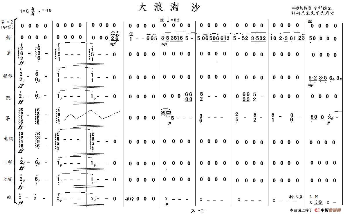 大浪淘沙（器乐合奏）小提琴谱