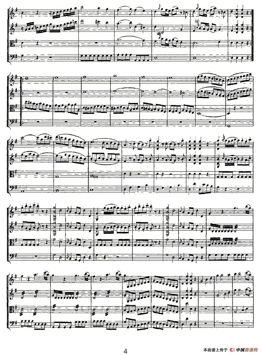 Quartet No. 1 in G Major小提琴谱