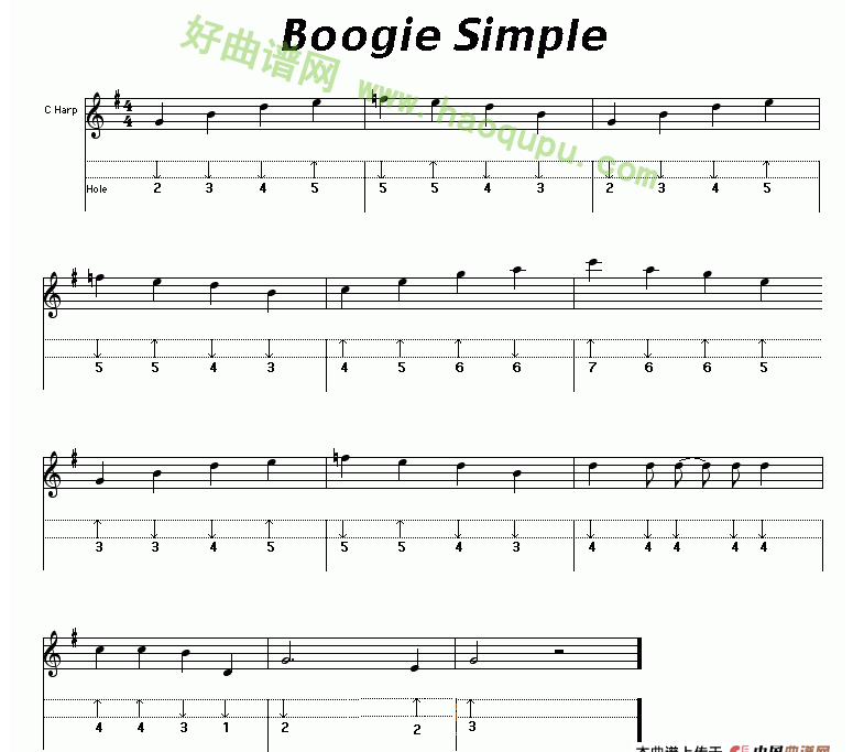 《Boogie Simple》（布鲁斯）口琴简谱