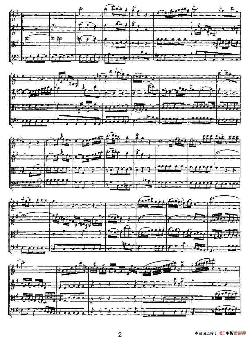 Quartet No. 1 in G Major小提琴谱