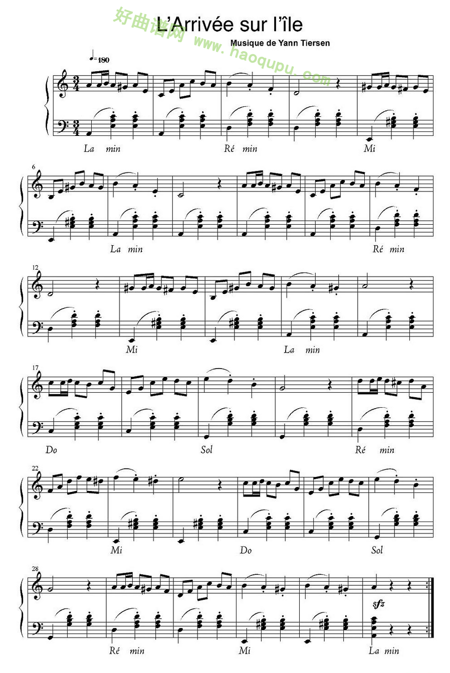 《Larrivée sur lile》 手风琴曲谱