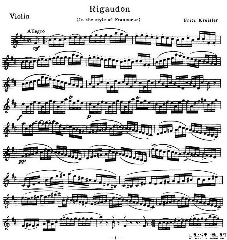 Rigaudon（里戈顿舞曲）小提琴谱