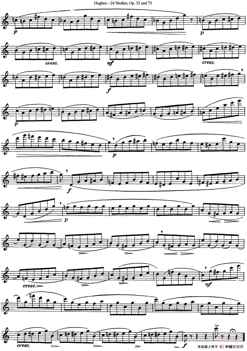 胡埃斯24首长笛练习曲Op.32（NO.5）长笛谱