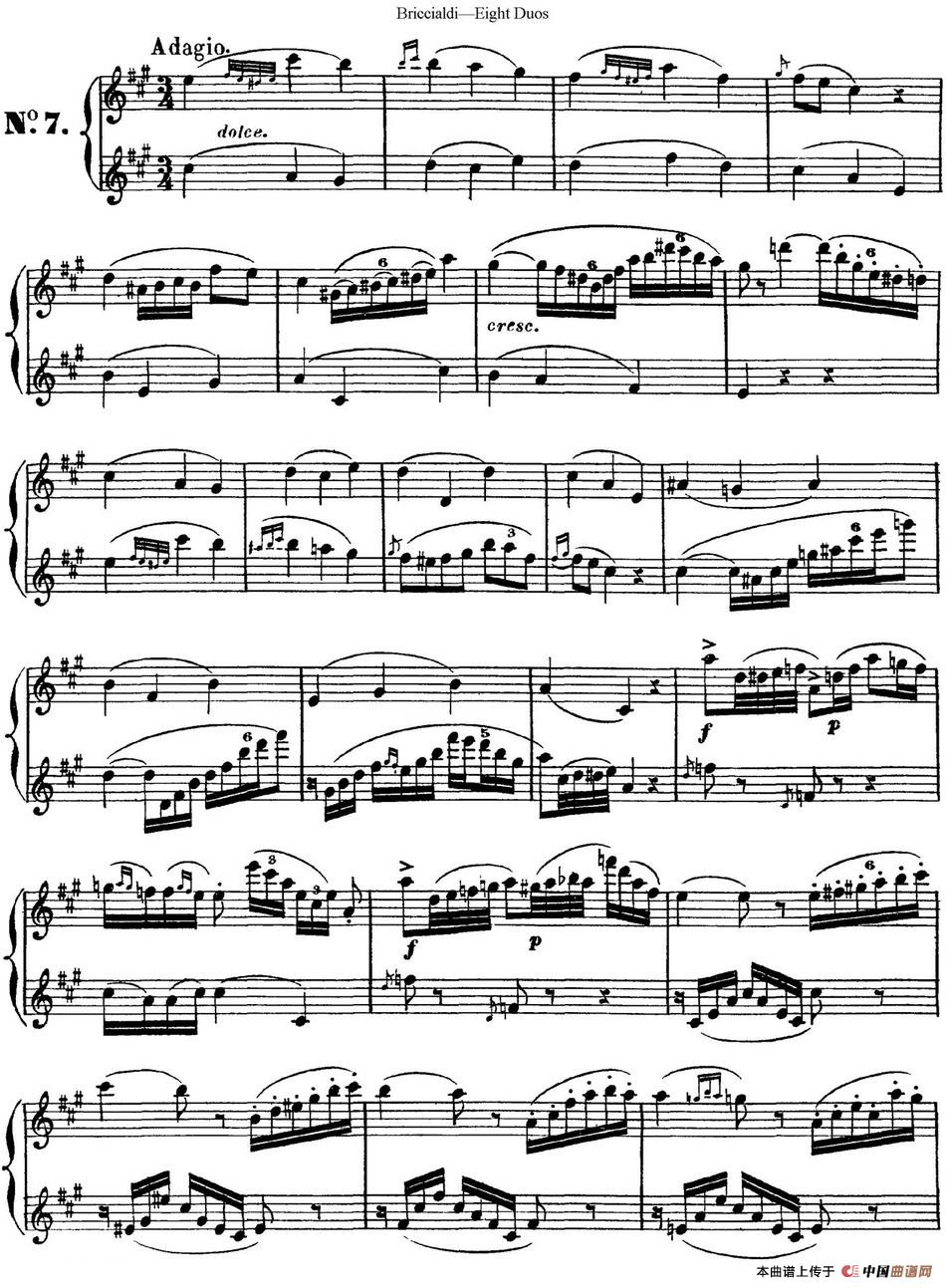 8首博瑞西亚第长笛二重奏（NO.7）长笛谱