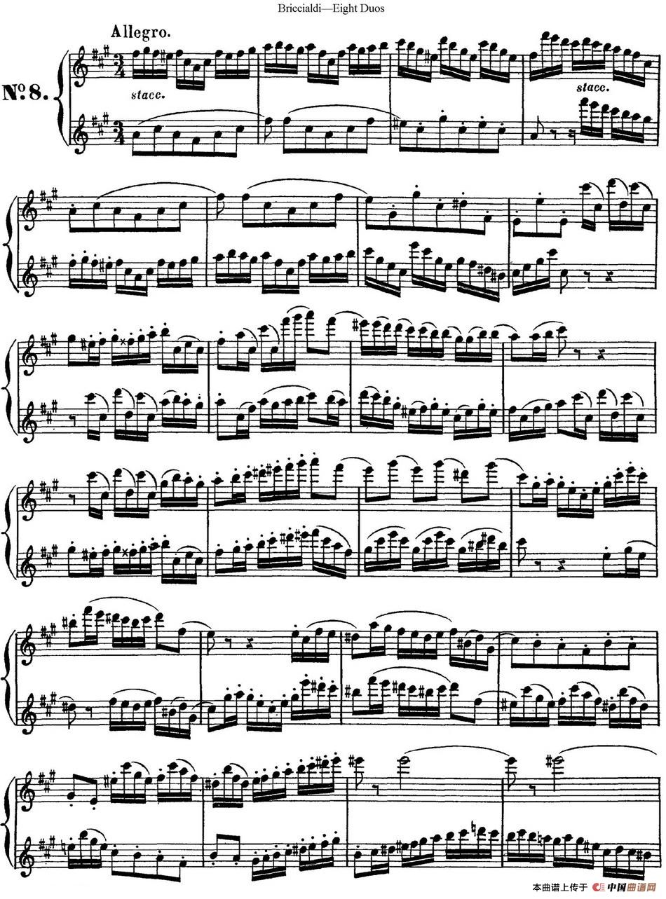 8首博瑞西亚第长笛二重奏（NO.8）长笛谱