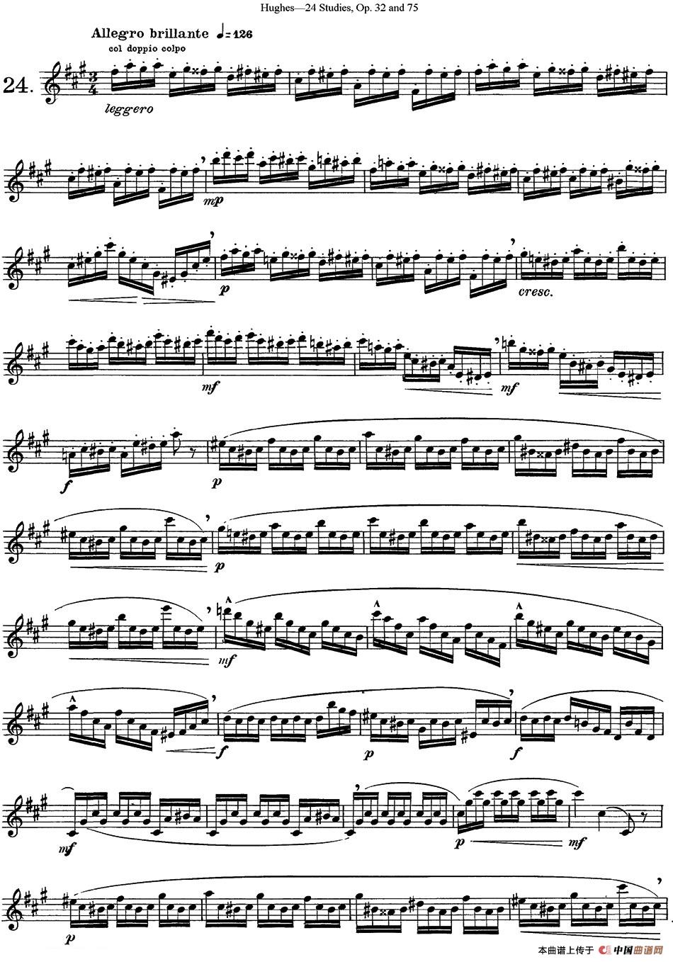 胡埃斯24首长笛练习曲Op.32（NO.24）长笛谱