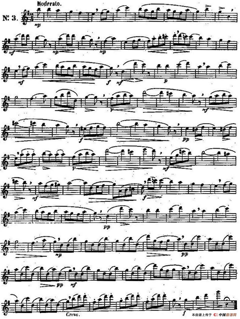 二十首练习曲作品131号（NO.3）长笛谱